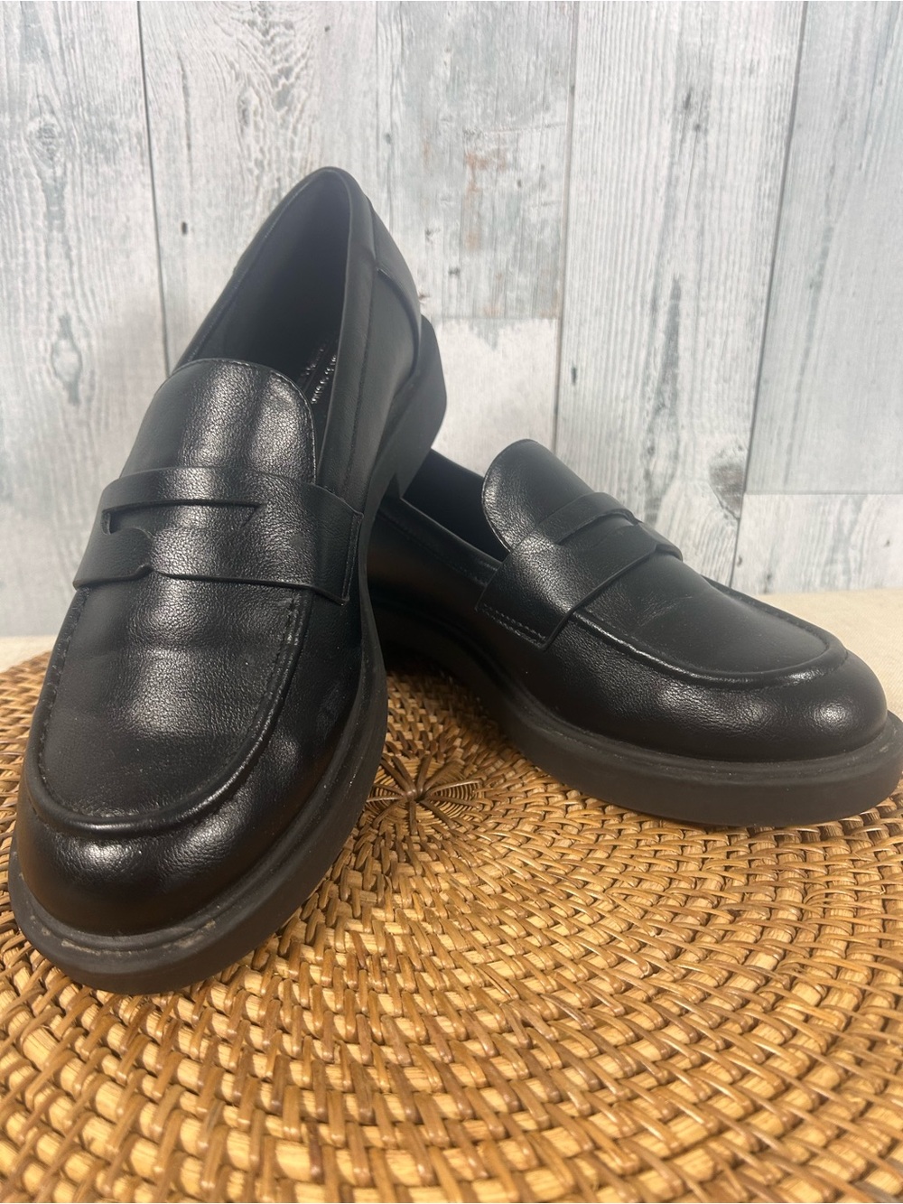Call It Spring Black Vegan Penny Loafers Women’s 10 Chunky Preppy Academia